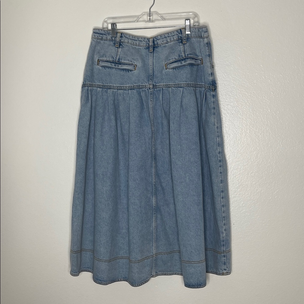 Anthropologie Pilcro pleated basque waist denim midi skirt size 14 - Picture 5 of 8